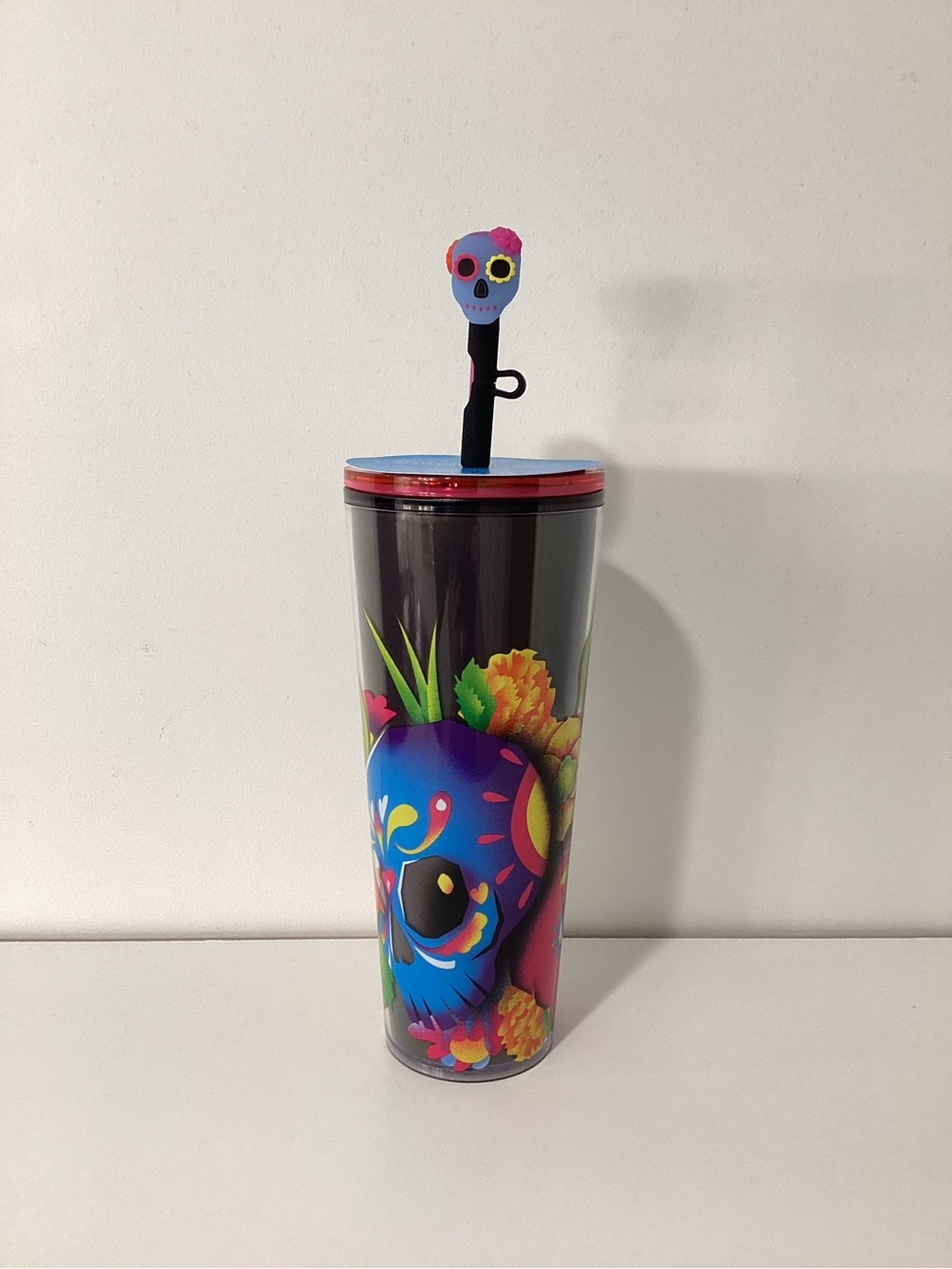 NEW Starbucks 2025 Dia De Muertos Tumbler with Silicone Sugar Skull Topper
